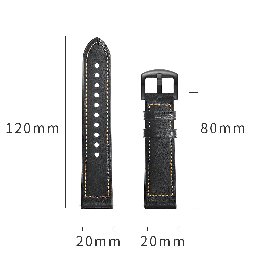 for Samsung Galaxy Watch4 Classic 46mm 42mm/Galaxy Watch4 44mm 40mm/Galaxy Watch 42mm 20mm Silicone Cowhide Leather GW-Rose Gold Style Watch Band - Black