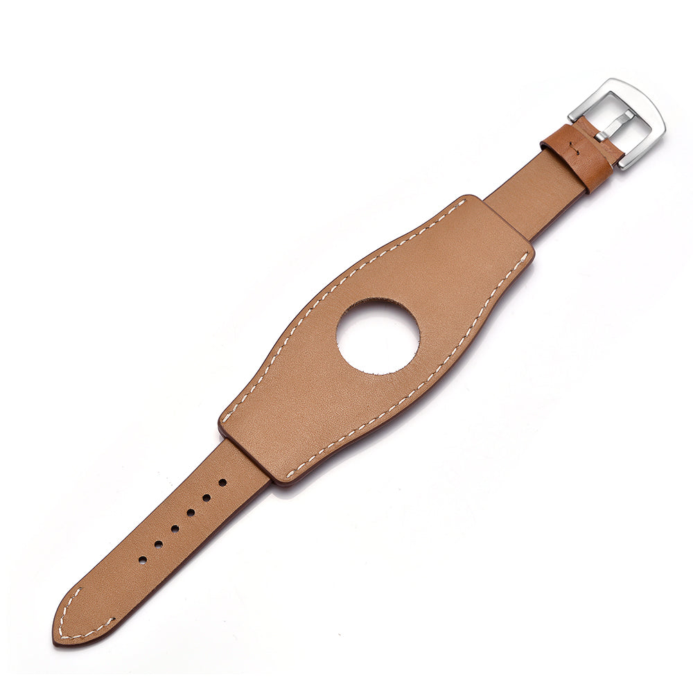 Genuine Leather Smart Watch Band Replacement Strap for Apple Watch Series 8 45mm / Ultra 49mm / 7 45mm / SE / SE (2022) / Series 6 / 5 / 4 44mm / Series 3 / 2 / 1 42mm - Light Brown