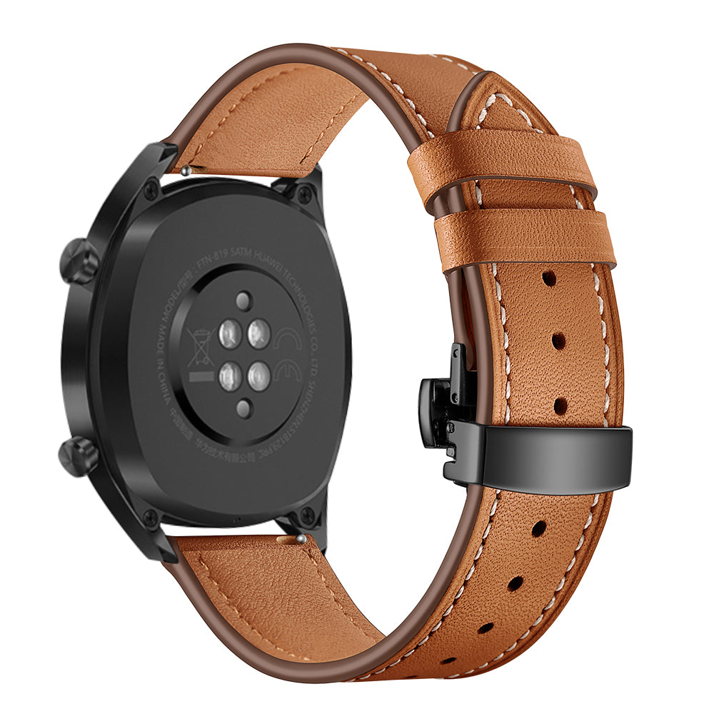 22mm Genuine Leather Watch Strap Replacement for Huawei Watch GT1 / 2 / Watch Magic - Brown+Black