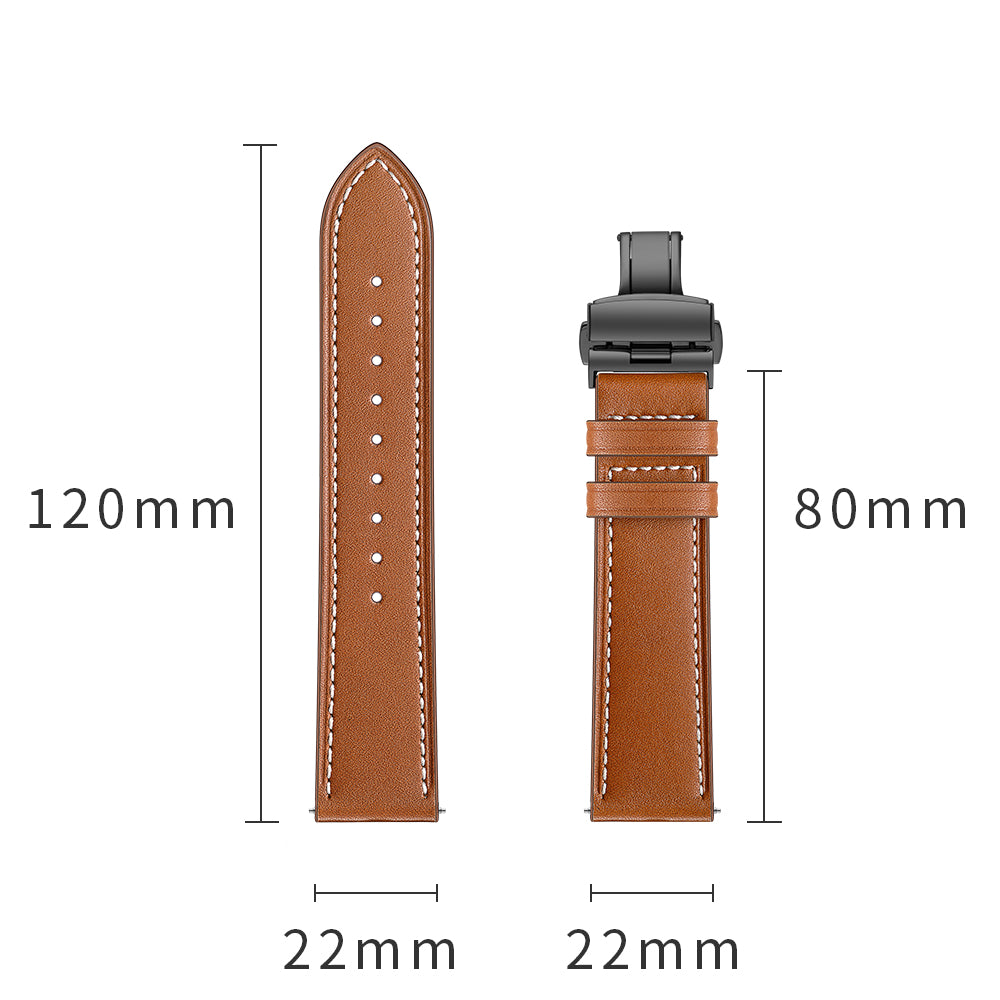 22mm Genuine Leather Watch Strap Replacement for Huawei Watch GT1 / 2 / Watch Magic - Brown+Black