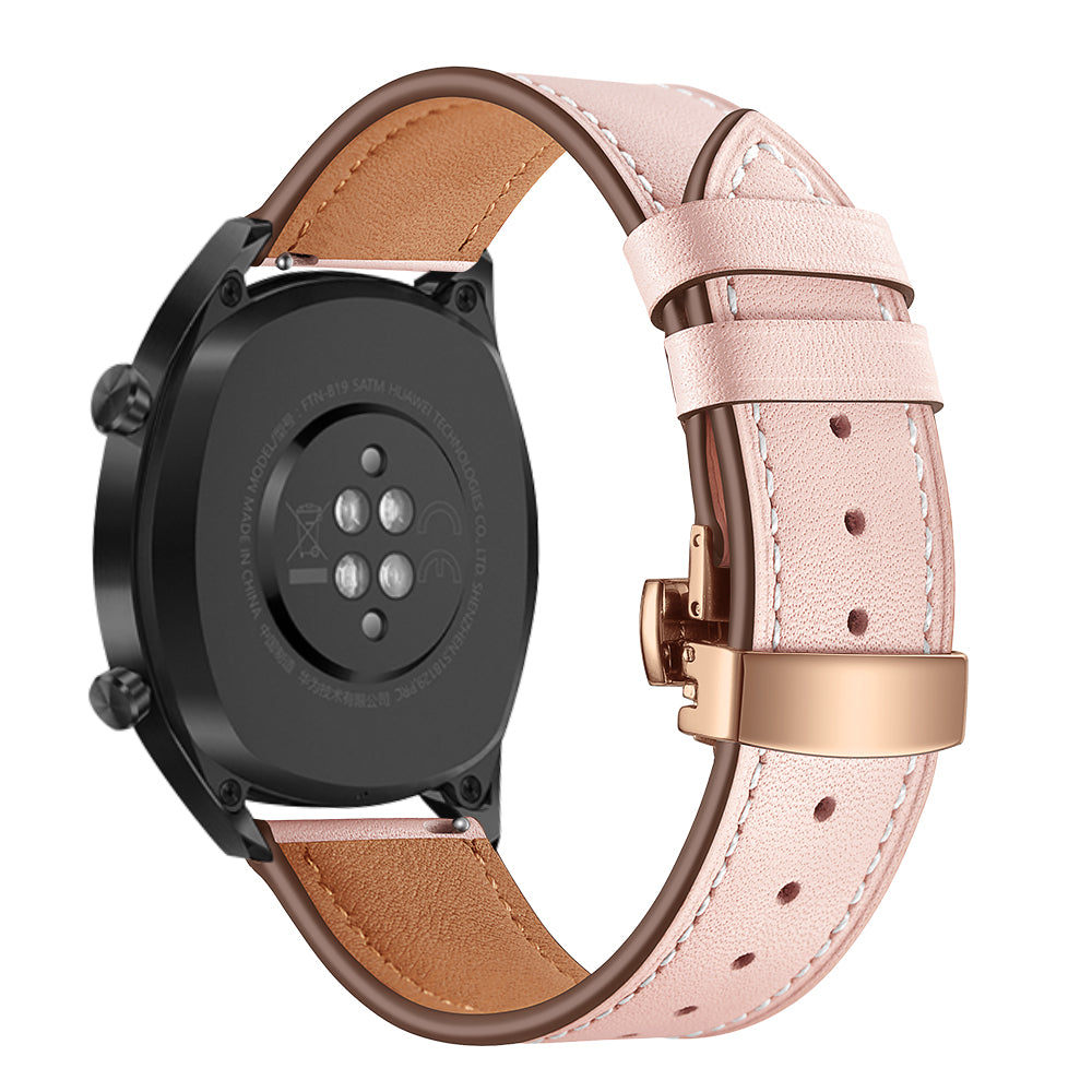 22mm Genuine Leather Watch Strap Replacement for Huawei Watch GT1 / 2 / Watch Magic - Pink+Rose Gold