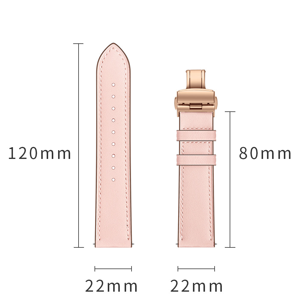 22mm Genuine Leather Watch Strap Replacement for Huawei Watch GT1 / 2 / Watch Magic - Pink+Rose Gold