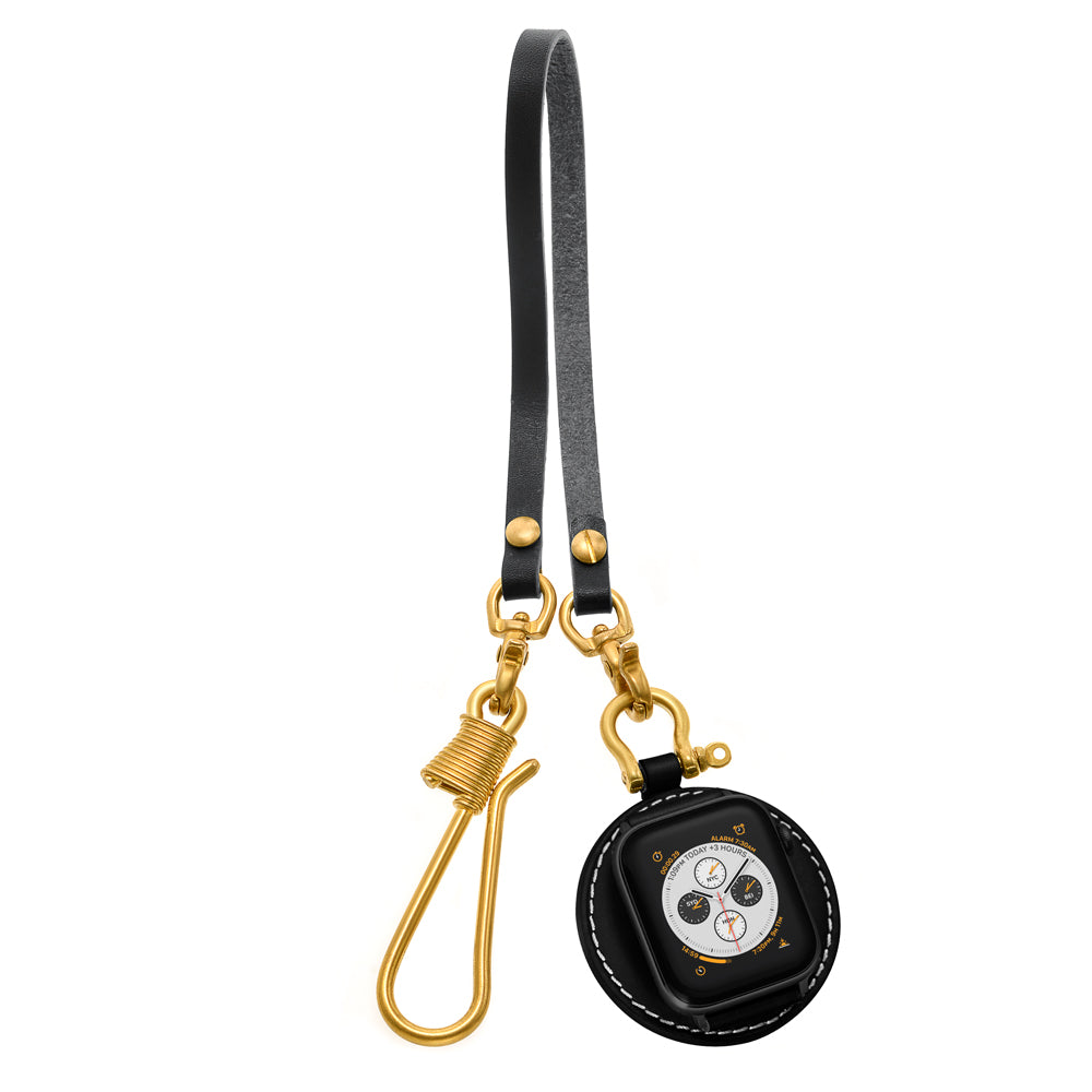 Retro Pocket Watchband Leather Strap for Apple Watch Series 8 7 41mm / Series 6 SE / SE(2022) 5 4 40mm / Series 3 / 2 / 1 38mm - Black Connector / Black