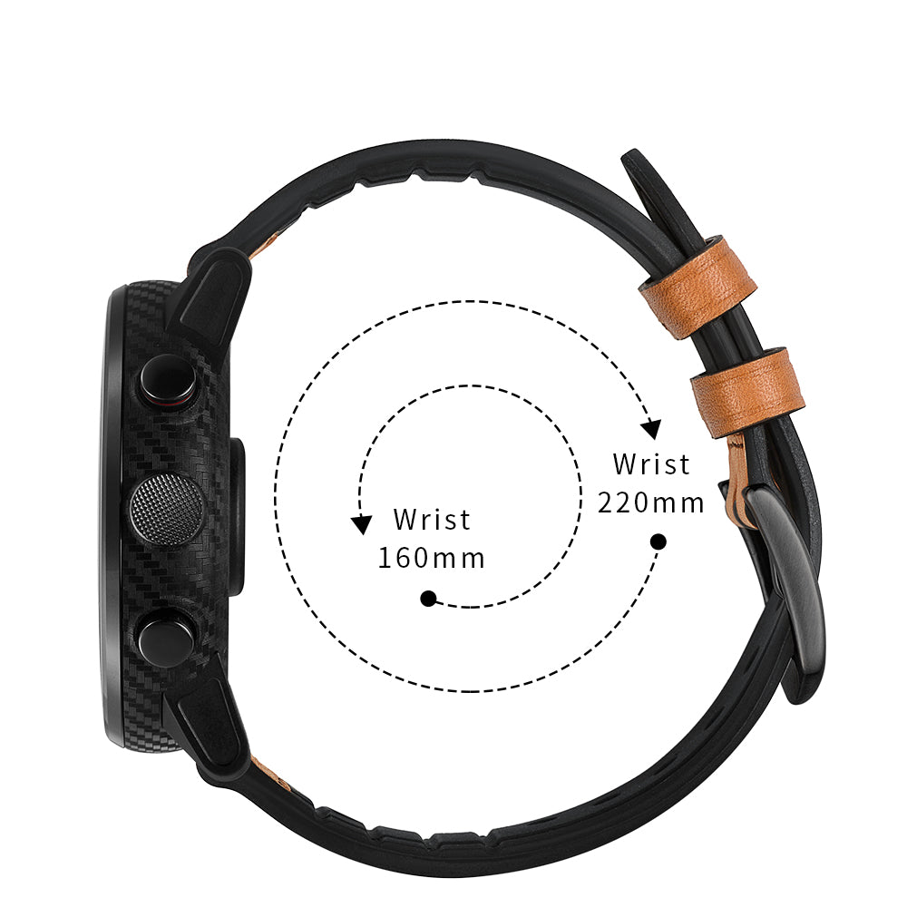 Uniqkart for Huami Amazfit Watch 2 with Holes Silicone Surface Cowhide Genuine Leather Smart Watch Band - Brown