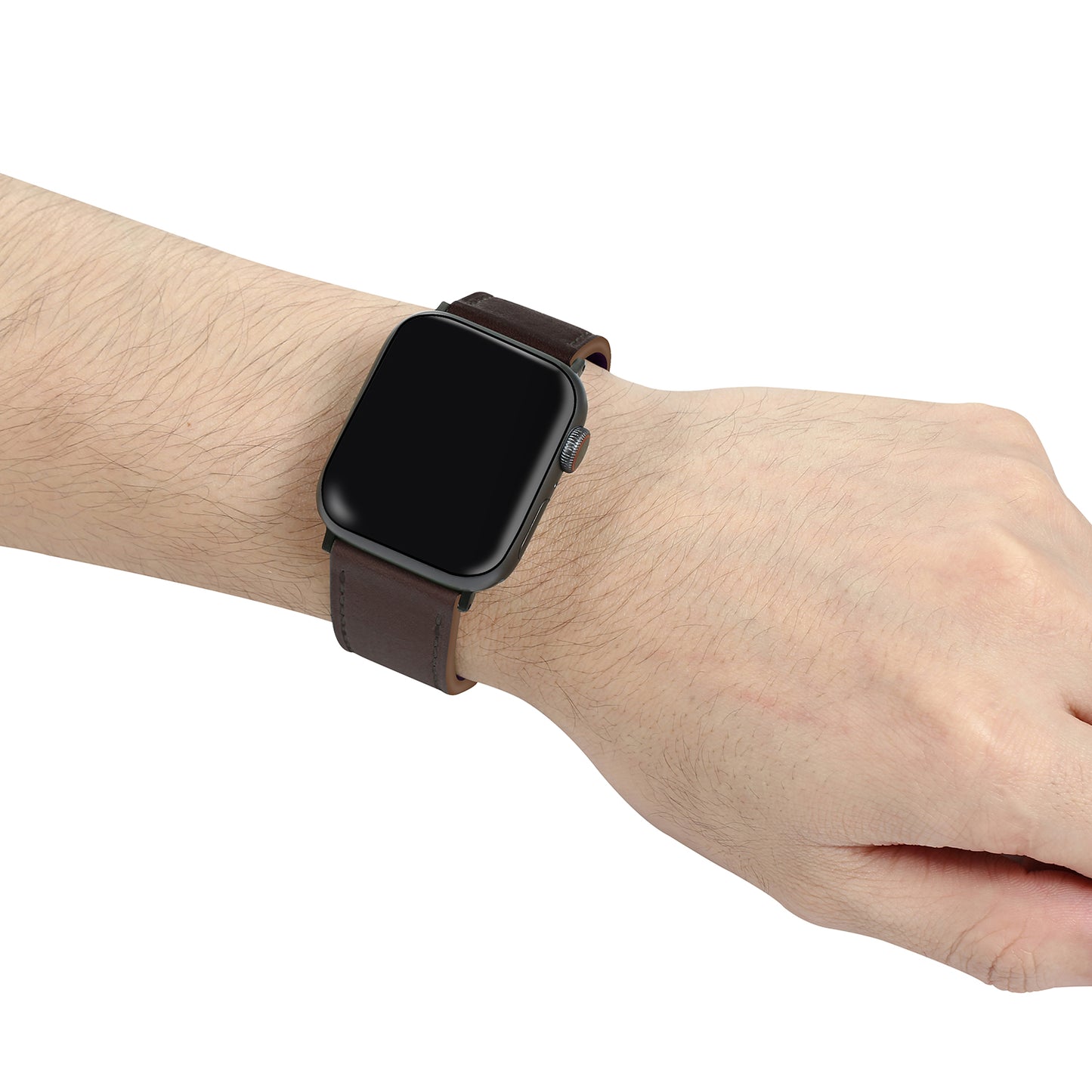 Fresh Contrast Color Genuine Leather Watch Strap for Apple Watch Series 8 7 41mm / Series 6 / SE / SE(2022) / 5 / 4 40mm, Series 3 / 2 / 1 38mm - Brown