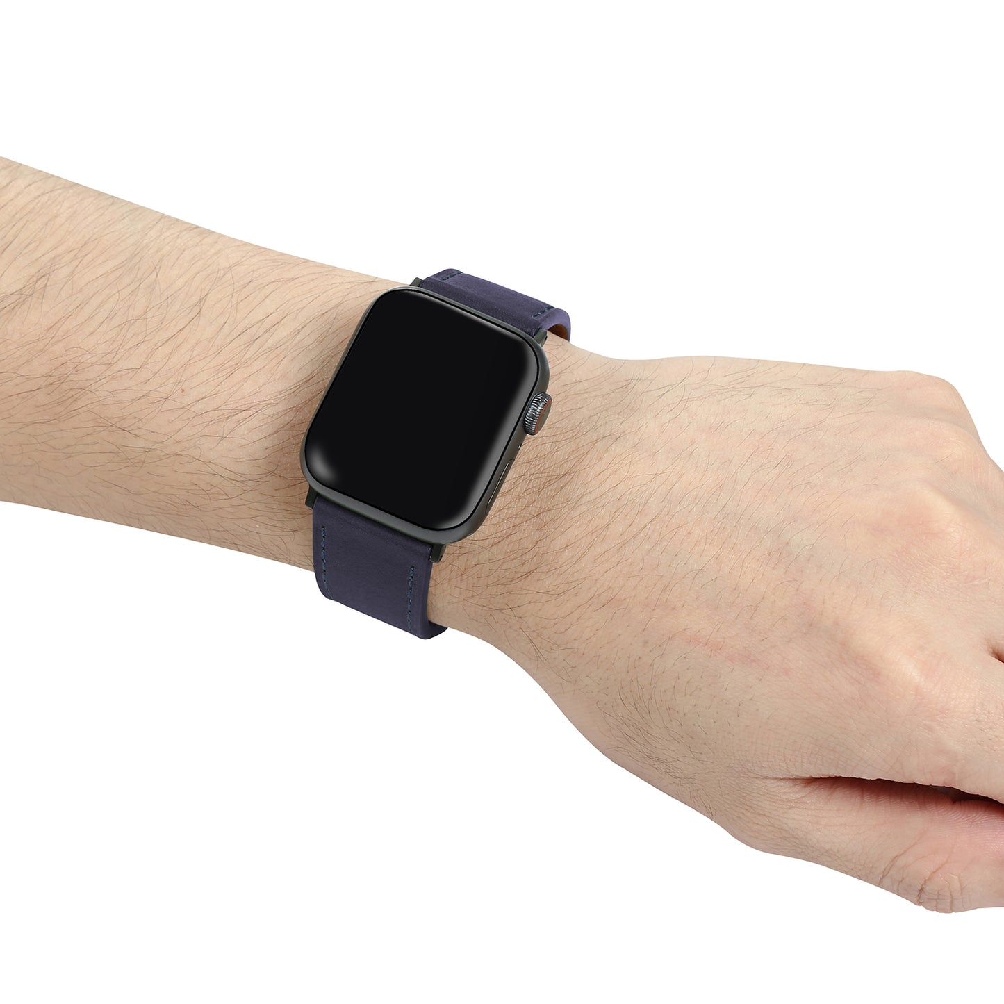 Fresh Contrast Color Genuine Leather Watch Strap for Apple Watch Series 8 45mm / Ultra 49mm / 7 45mm / Series 4 / 5 / 6 / SE / SE (2022) 44mm / Series 3 / 2 / 1 42mm - Sapphire Blue