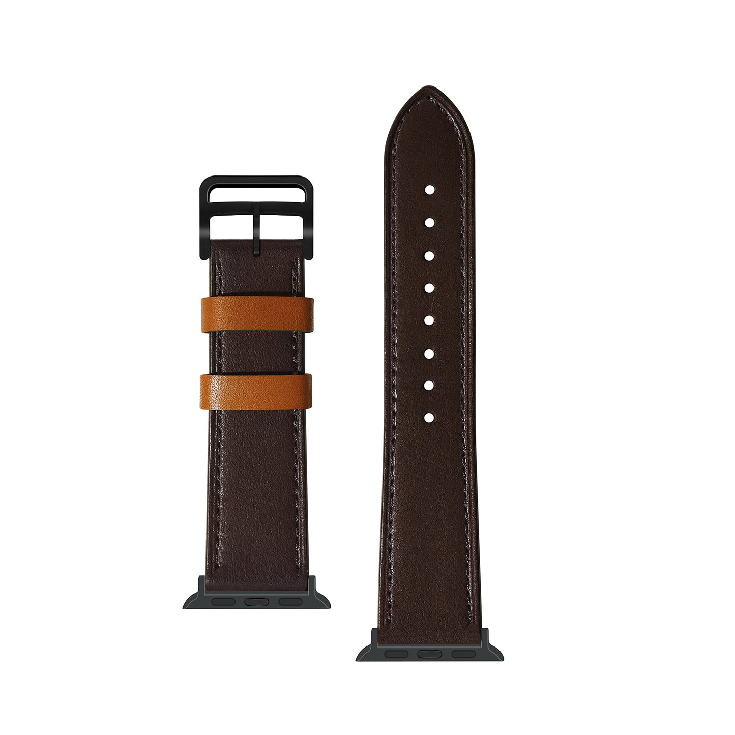 Fresh Contrast Color Genuine Leather Watch Strap for Apple Watch Series 8 45mm / Ultra 49mm / 7 45mm / Series 4 / 5 / 6 / SE / SE (2022) 44mm / Series 3 / 2 / 1 42mm - Brown