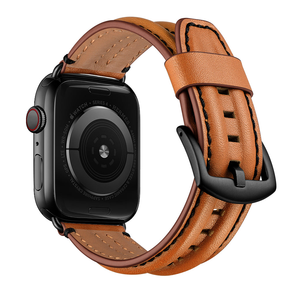 Top Layer Genuine Leather Watch Strap Band for Apple Watch Series 8 45mm / Ultra 49mm / 7 45mm / Series 6 / 5 / 4 / SE / SE (2022) 44m / Series 3 / 2 / 1 42mm - Brown