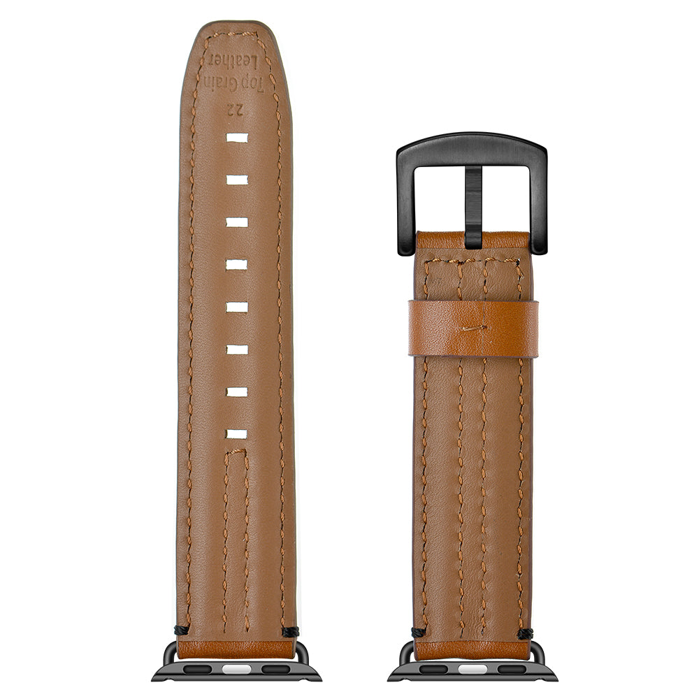 Top Layer Genuine Leather Watch Strap Band for Apple Watch Series 8 45mm / Ultra 49mm / 7 45mm / Series 6 / 5 / 4 / SE / SE (2022) 44m / Series 3 / 2 / 1 42mm - Brown