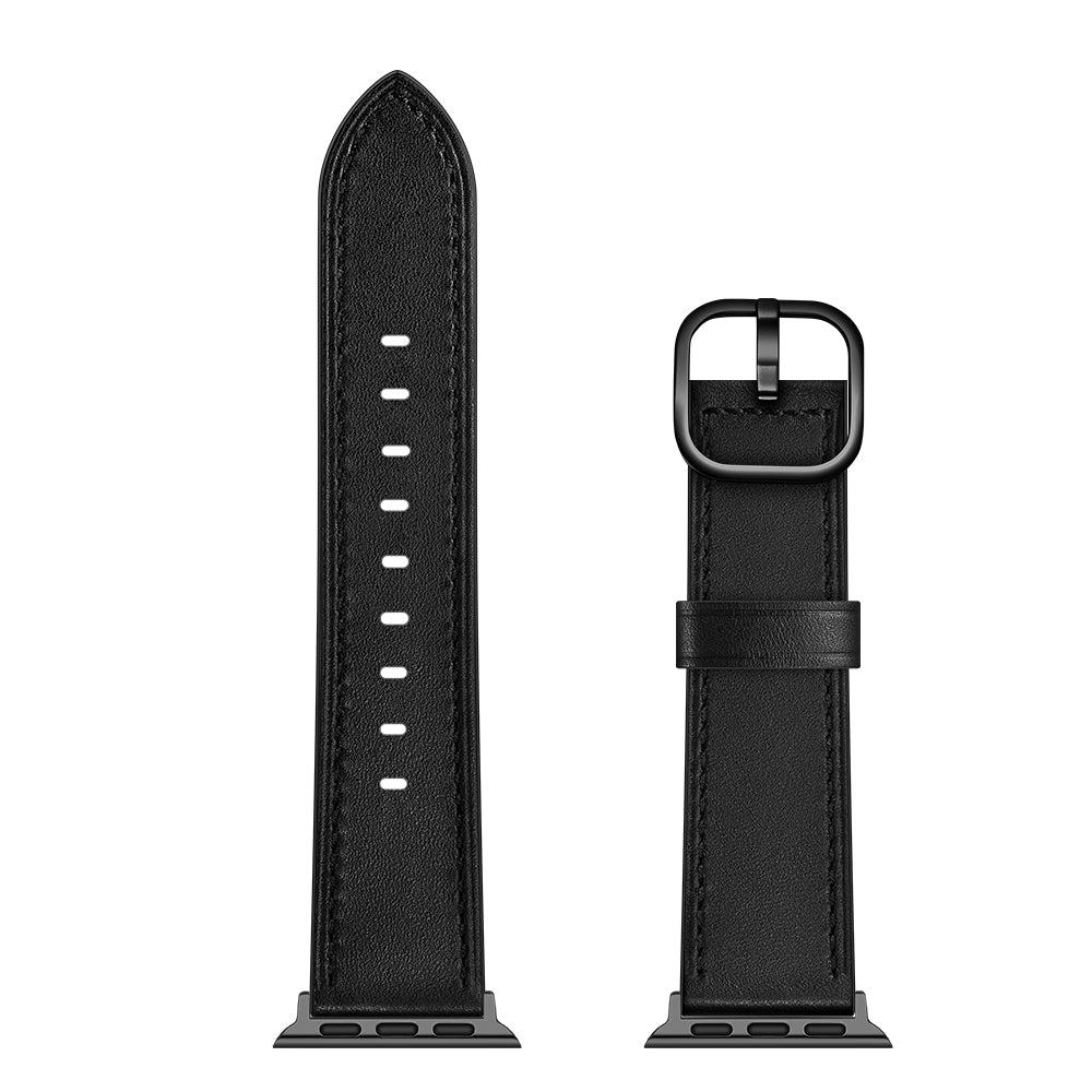 DS Style Genuine Leather Watch Band for Apple Watch Ultra 49mm / Series 8 / 7 45mm / Series 6 / SE / SE (2022) 44m / 5 / 4 44mm / Series 1 / 2 / 3 42mm - Black