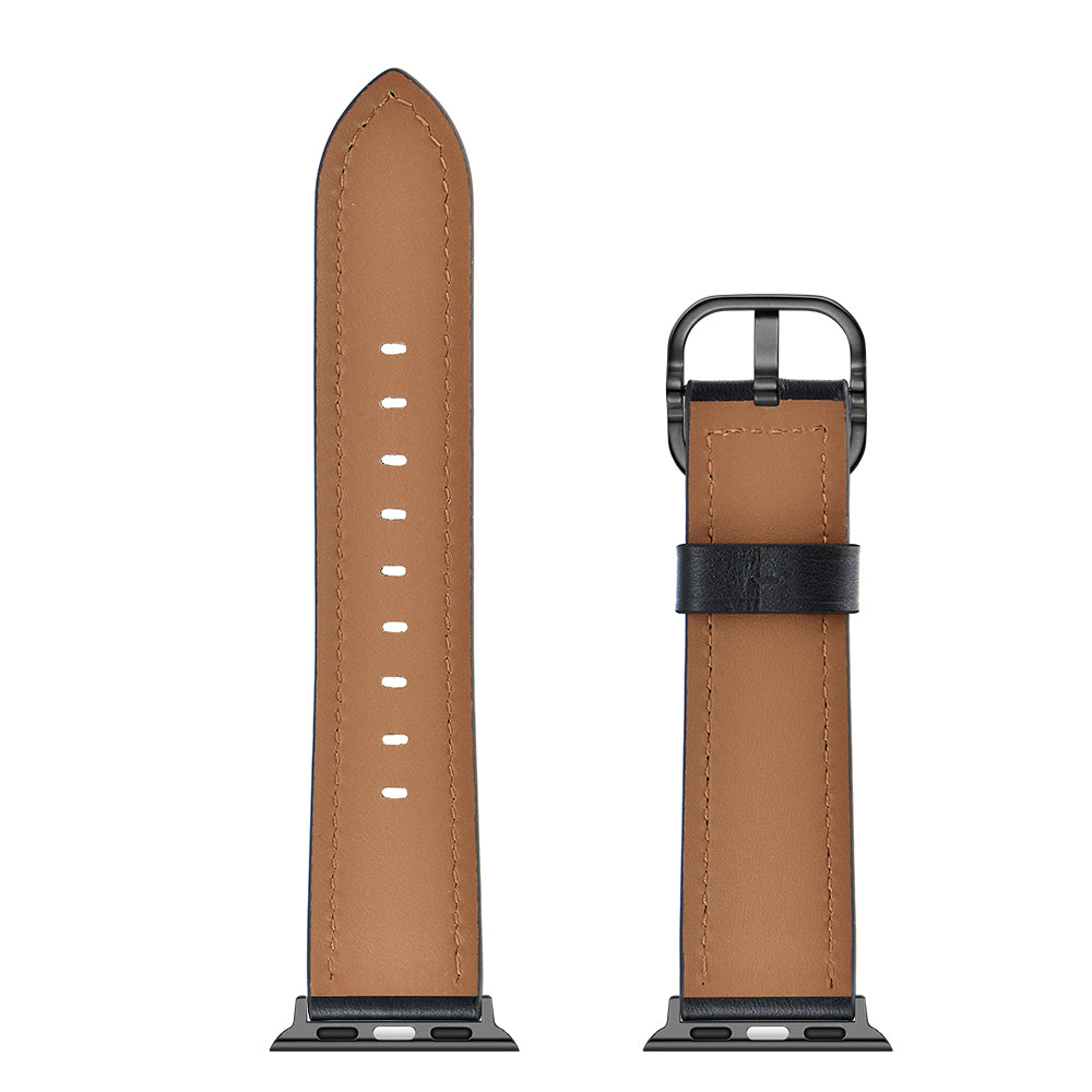 DS Style Genuine Leather Watch Band for Apple Watch Ultra 49mm / Series 8 / 7 45mm / Series 6 / SE / SE (2022) 44m / 5 / 4 44mm / Series 1 / 2 / 3 42mm - Black