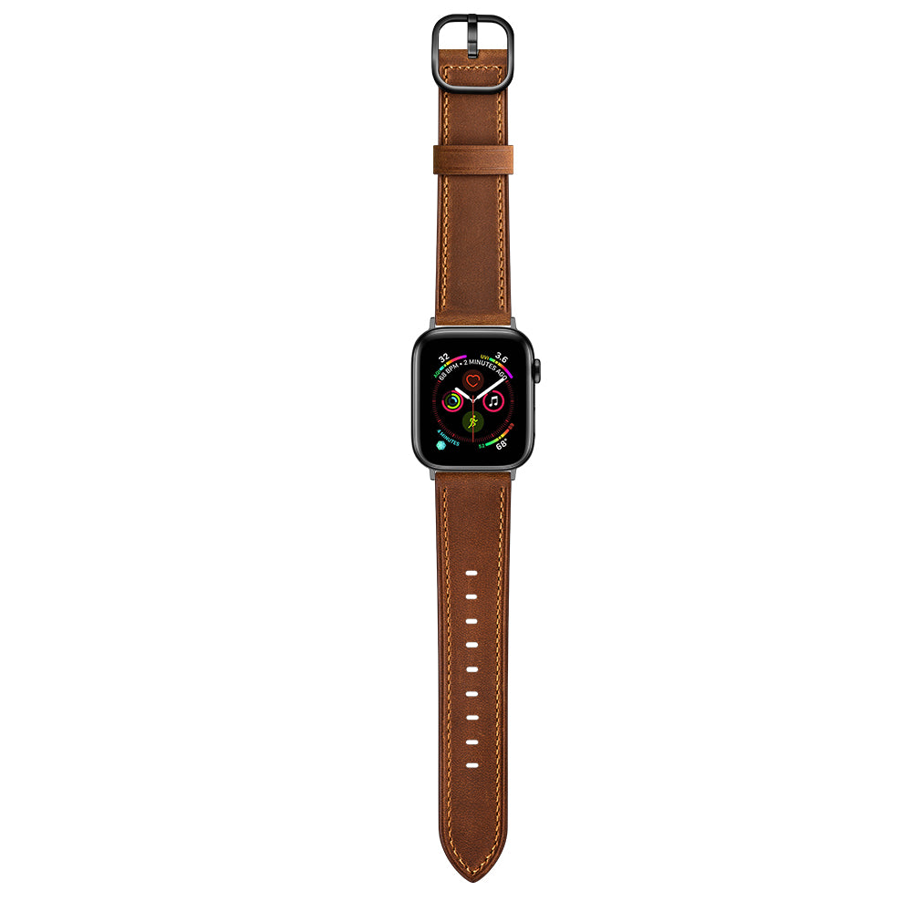 DS Style Genuine Leather Watch Band for Apple Watch Ultra 49mm / Series 8 / 7 45mm / Series 6 / SE / SE (2022) 44m / 5 / 4 44mm / Series 1 / 2 / 3 42mm - Coffee