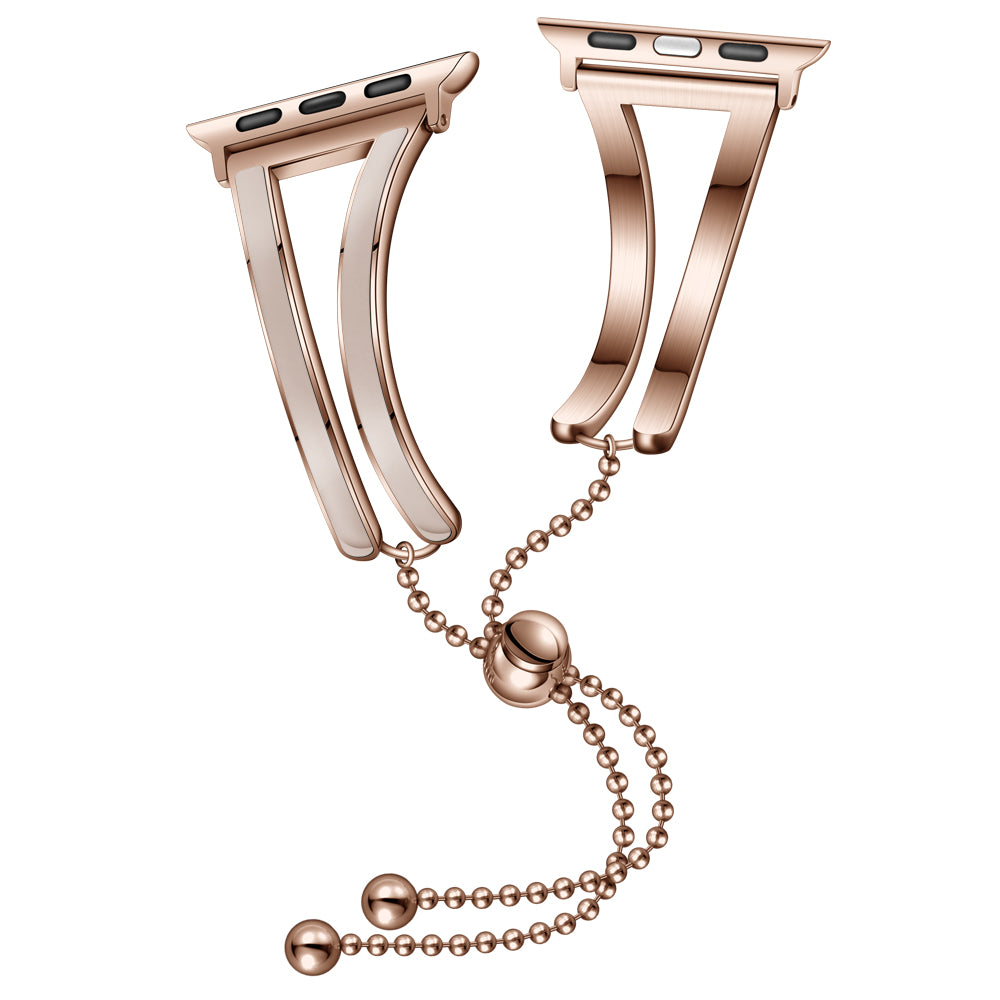 Stainless Steel Watch Band Jewelry Bracelet for Apple Watch Series 7 / 8 41mm / Series 6 / SE / SE(2022) / 5 / 4 40mm / Series 3 2 1 38mm - Rose Gold / Apricot