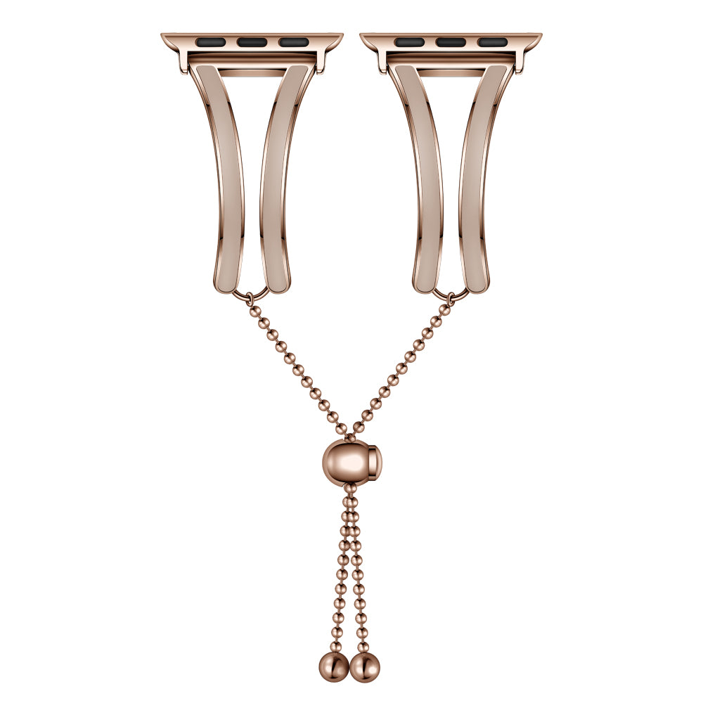 Stainless Steel Watch Band Jewelry Bracelet for Apple Watch Series 7 / 8 41mm / Series 6 / SE / SE(2022) / 5 / 4 40mm / Series 3 2 1 38mm - Rose Gold / Apricot