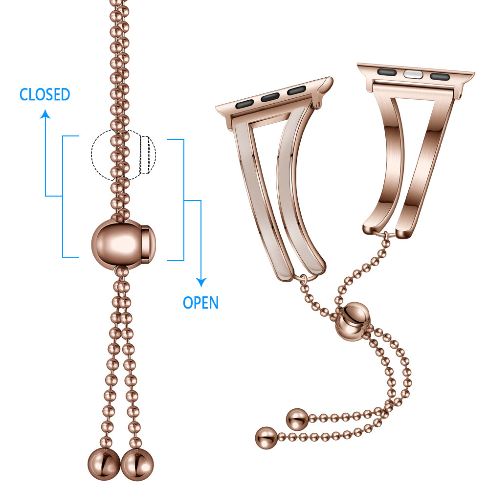 Stainless Steel Watch Band Jewelry Bracelet for Apple Watch Series 7 / 8 41mm / Series 6 / SE / SE(2022) / 5 / 4 40mm / Series 3 2 1 38mm - Rose Gold / Apricot