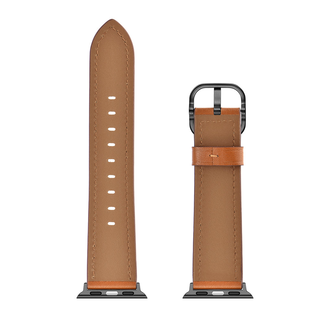 Genuine Leather Watch Band Replacement for Apple Watch Ultra 49mm / Series 8 / 7 45mm / Series 6 / SE / SE (2022) / 5 / 4 44mm / Series 1 / 2 / 3 42mm - Light Brown