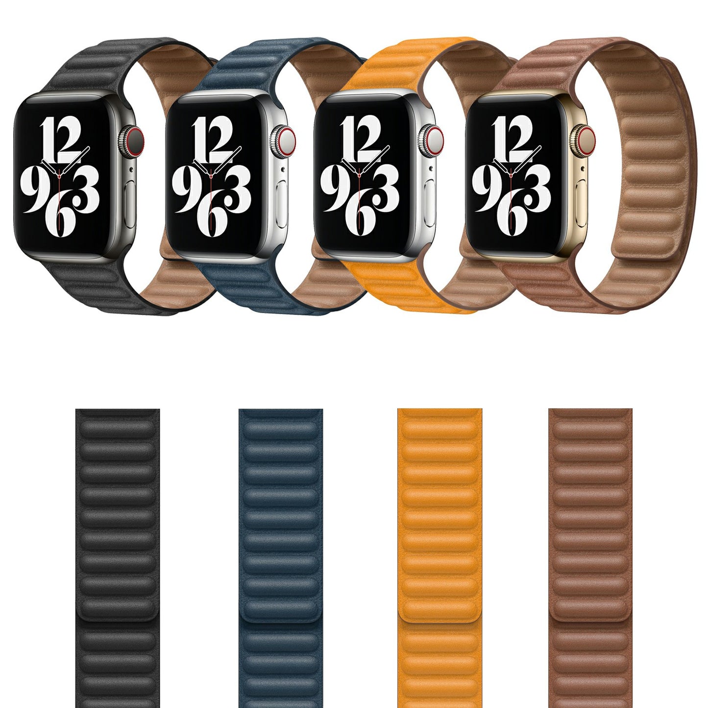 Magnetic Loop Leather Watch Replace Strap for Watch Ultra 49mm / Series 8 / 7 45mm / Series 6 / SE / SE (2022) 44m / 5 / 4 44mm / Series 1 / 2 / 3 42mm - Black