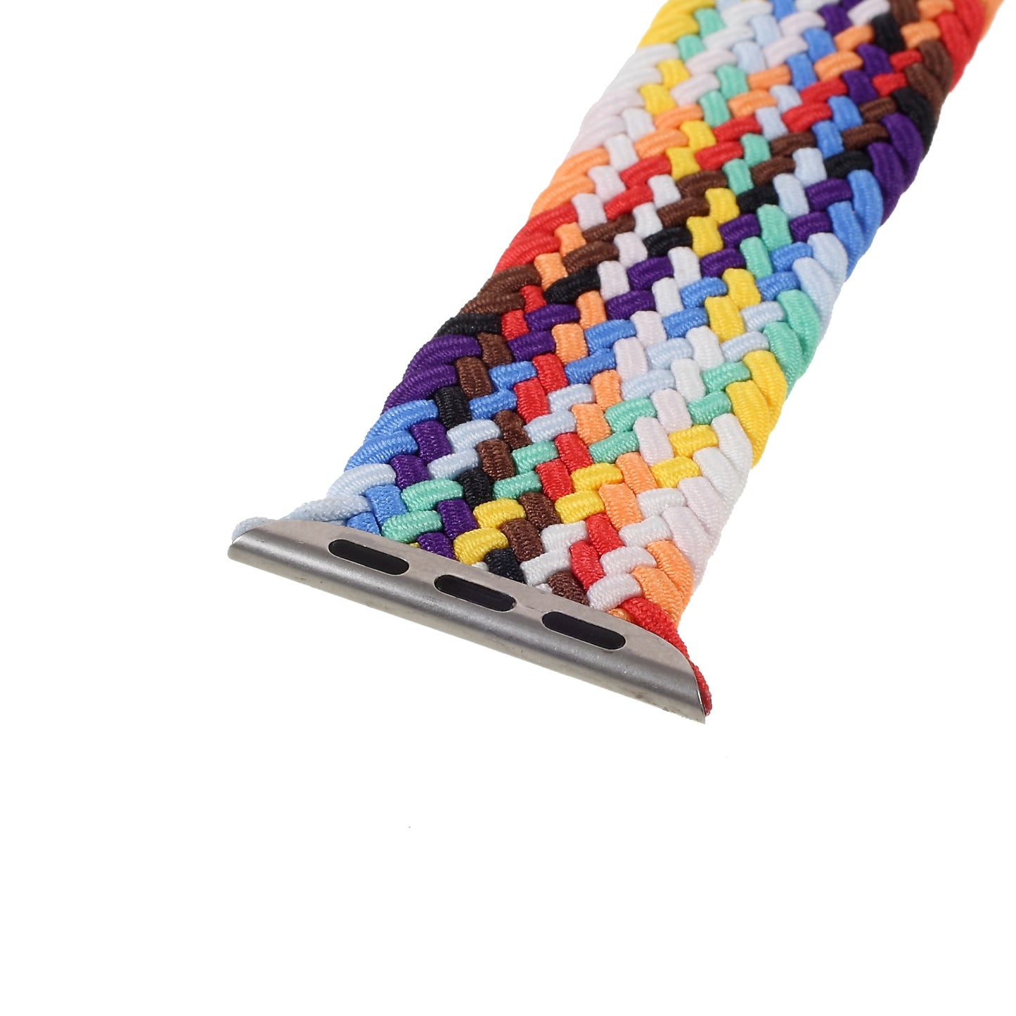 Braided Elastic Solo Loop Nylon Band Military Style Replacement Watch Strap for Apple Watch Ultra 49mm / Series 8 / 7 45mm 6 / 5 / 4 / SE / SE (2022) 44mm / Series 3 / 2 / 1 42mm (Size: L) - Multi-color