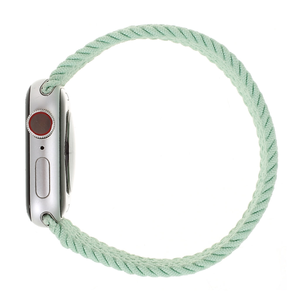 Braided Elastic Solo Loop Nylon Band Military Style Replacement Watch Strap for Apple Watch Ultra 49mm / Series 8 / 7 45mm 6 / 5 / 4 / SE / SE (2022) 44mm / Series 3 / 2 / 1 42mm (Size: L) - Light Green
