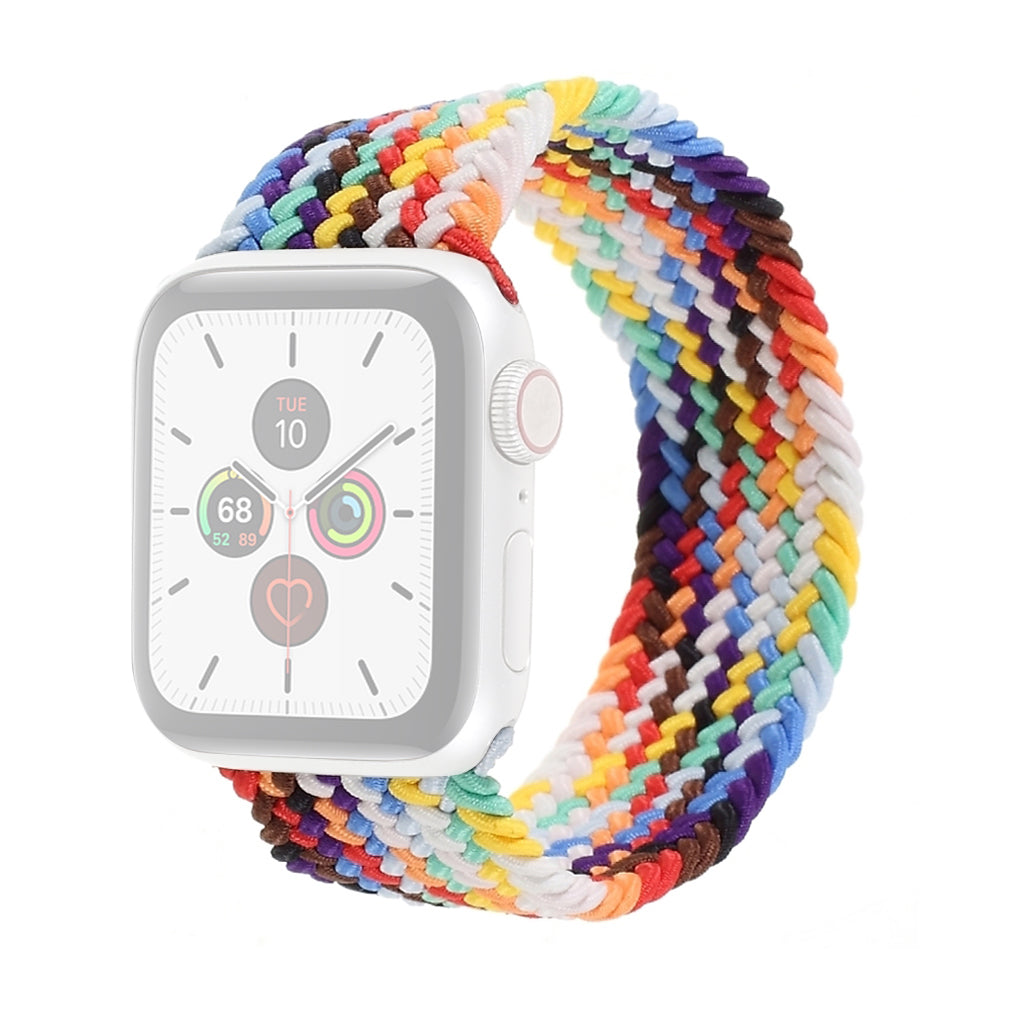 Braided Elastic Nylon Solo Loop Band Stretchable Replacement Strap Wristband for Apple Watch Series 7 / 8 41mm / SE / SE(2022) / Series 6 / 5 / 4 40mm / Series 3 / 2 / 1 38mm (Size: L) - Multi-color