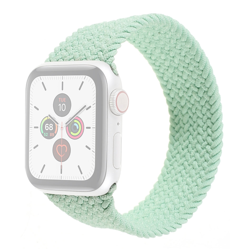 Braided Elastic Nylon Solo Loop Band Stretchable Replacement Strap Wristband for Apple Watch Series 7 / 8 41mm / SE / SE(2022) / Series 6 / 5 / 4 40mm / Series 3 / 2 / 1 38mm (Size: L) - Light Green