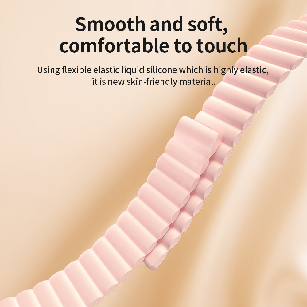 KINGXBAR Magnetic Silicone Smart Watch Strap Band for Apple Watch Series 8 41mm / Series 7 41mm / 4 / 5 / 6 / SE / SE(2022) 40mm / Watch Series 1 / 2 / 3 38mm - Pink