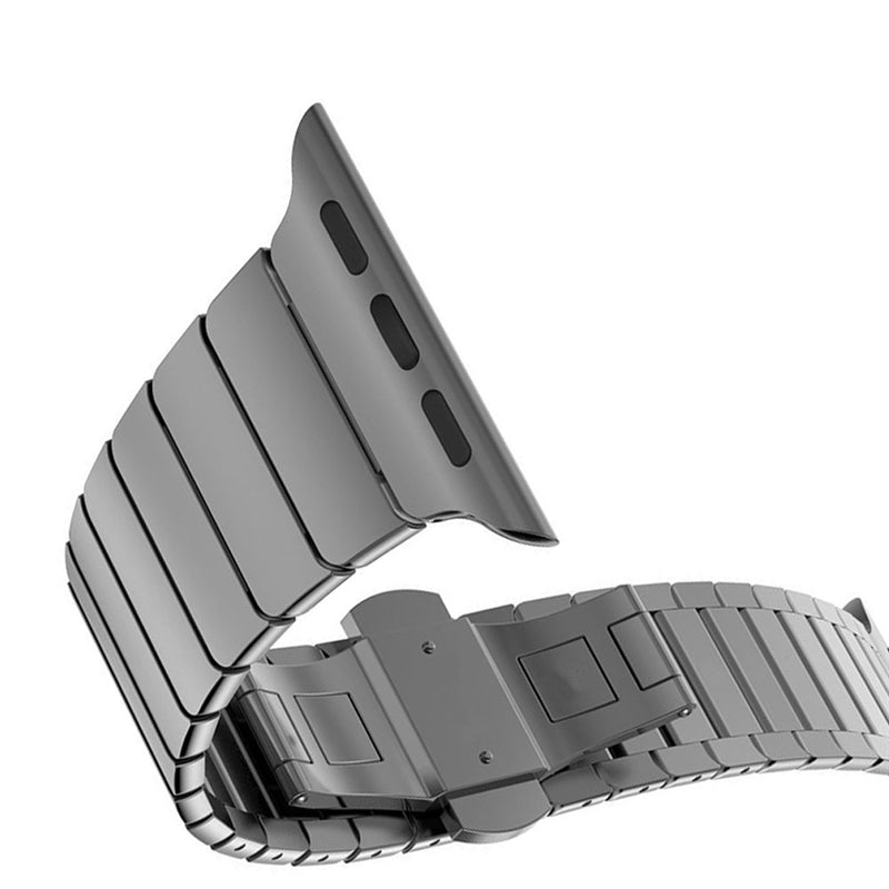 For Apple Watch Series 8 / 7 45mm Solid Stainless Steel Watch Band Replacement Wristband Strap with Butterfly Buckle - Black