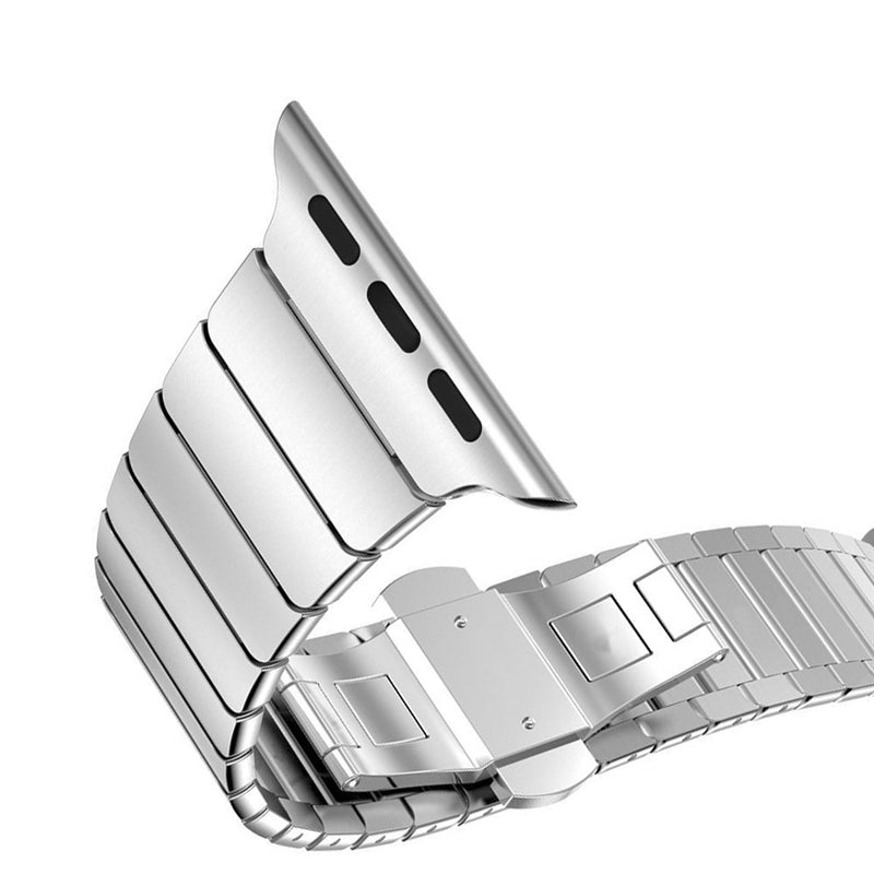 For Apple Watch Series 8 / 7 45mm Solid Stainless Steel Watch Band Replacement Wristband Strap with Butterfly Buckle - Silver