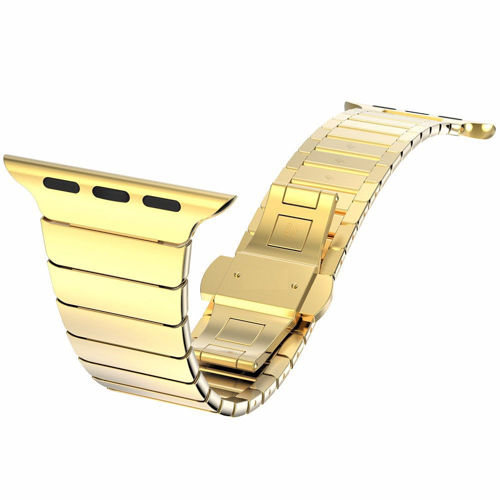 For Apple Watch Series 8 / 7 41mm Stainless Steel Watch Band Metal Strap Replacement with Butterfly Buckle - Gold