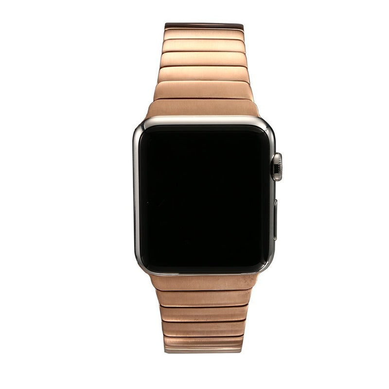 For Apple Watch Series 8 / 7 41mm Stainless Steel Watch Band Metal Strap Replacement with Butterfly Buckle - Rose Gold