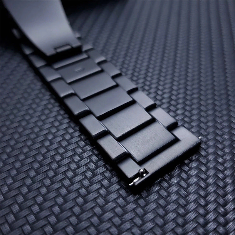 22mm Titanium Alloy Metal Watch Band 3 Beads Flat Buckle Strap for Samsung Galaxy Watch3 45mm / Suunto 9 Peak / Haylou RT RS3 / Realme Watch S - Black