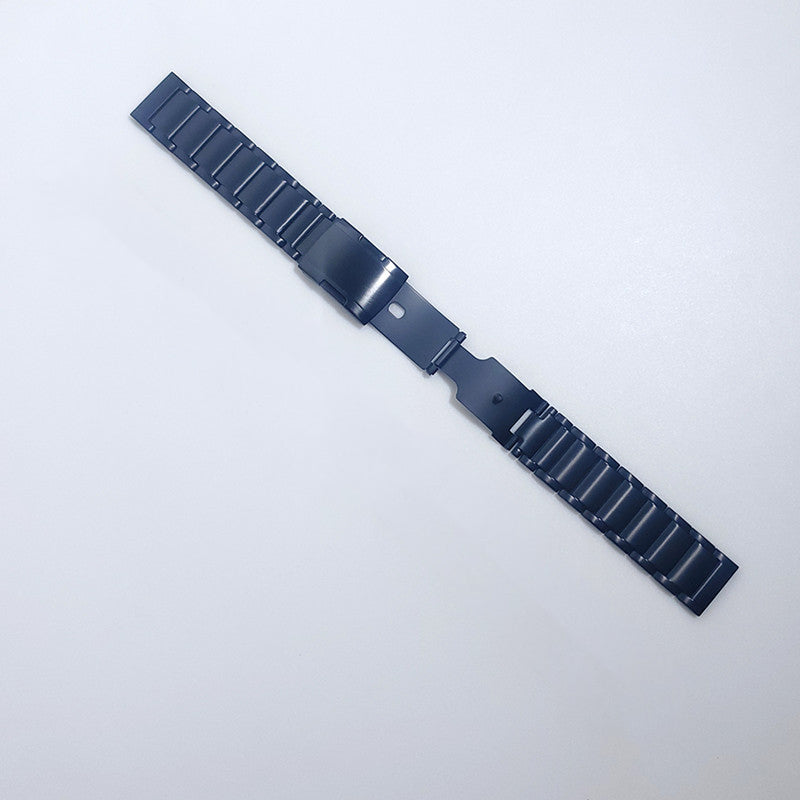 22mm Titanium Watch Strap 3 Beads Wristband with Folding Metal Clasp Classic Buckle for Samsung Galaxy Watch3 45mm / Gear S3 Frontier / Suunto 9 Peak / Haylou RT RS3 - Black