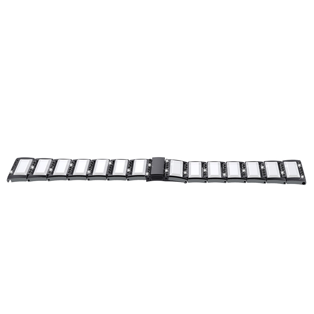 Rhinestone Synthetic Jade Decor Watch Band Stainless Steel Wrist Strap for Apple Watch Series 8 41mm / Series 7 41mm / Watch Series 6 / SE / SE(2022) / 5 / 4 40mm / Watch Series 3 / 2 / 1 38mm - Black / White