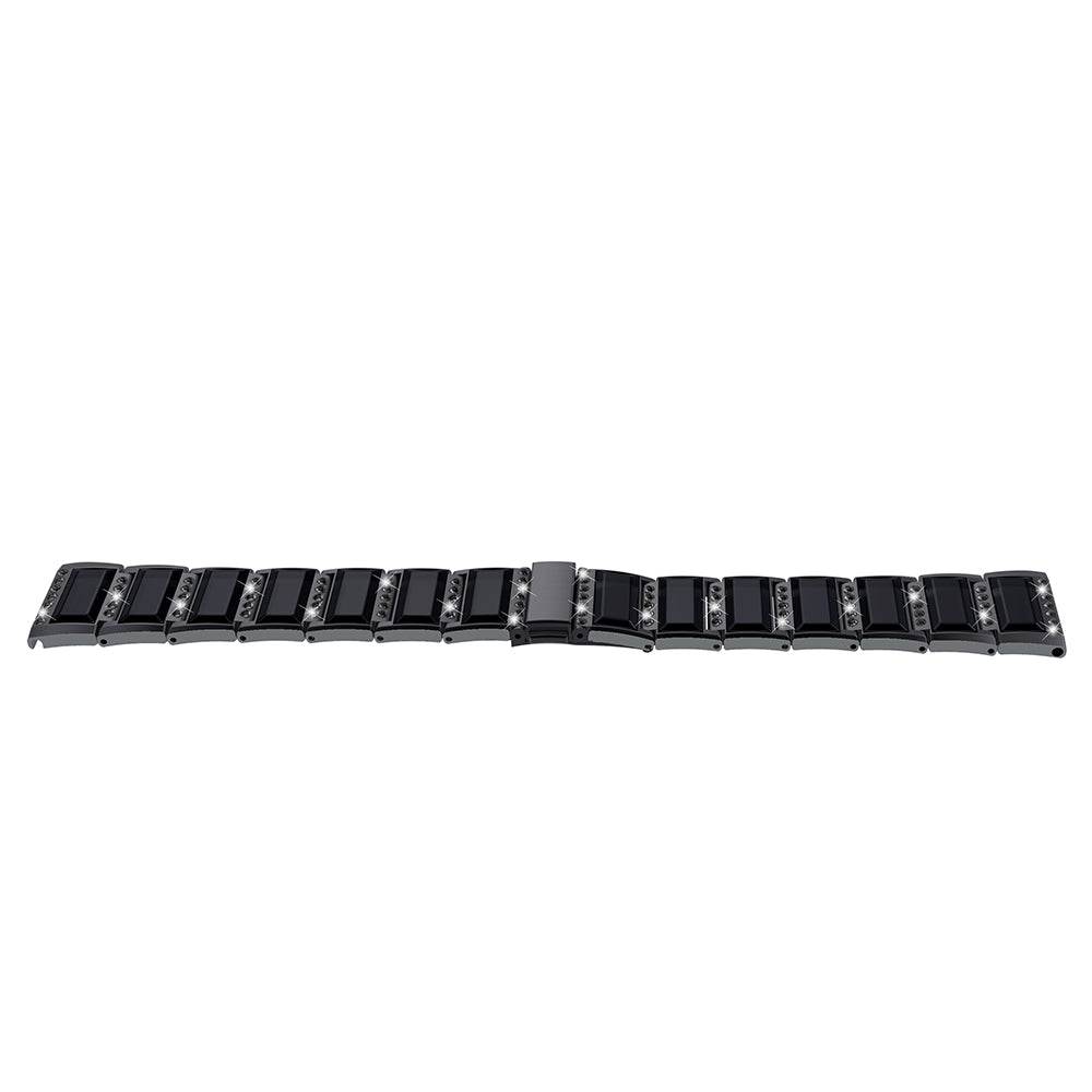 Rhinestone Synthetic Jade Decor Stainless Steel Smart Watch Strap Band Replacement for Apple Watch Ultra 49mm / Series 8 45mm / 7 45mm / Watch Series 6 / SE 44mm / SE (2022) 44mm / 5 / 4 44mm / Watch Series 3 / 2 / 1 42mm - Black / Black