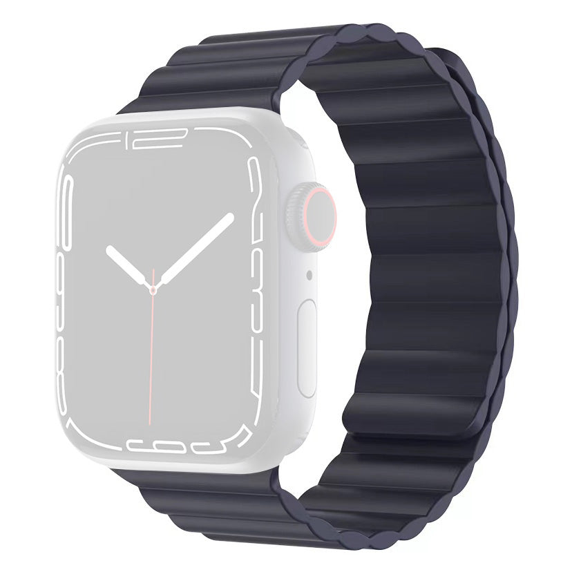 MUTURAL Modi Series Adjustable Silicone Wrist Straps Sweatproof Magnetic Watch Band for Apple Watch Ultra 49mm / Series 8 45mm / 7 45mm / 6 / 5 / 4 / SE 44mm / SE (2022) 44mm / 3 / 2 / 1 42mm - Midnight Blue