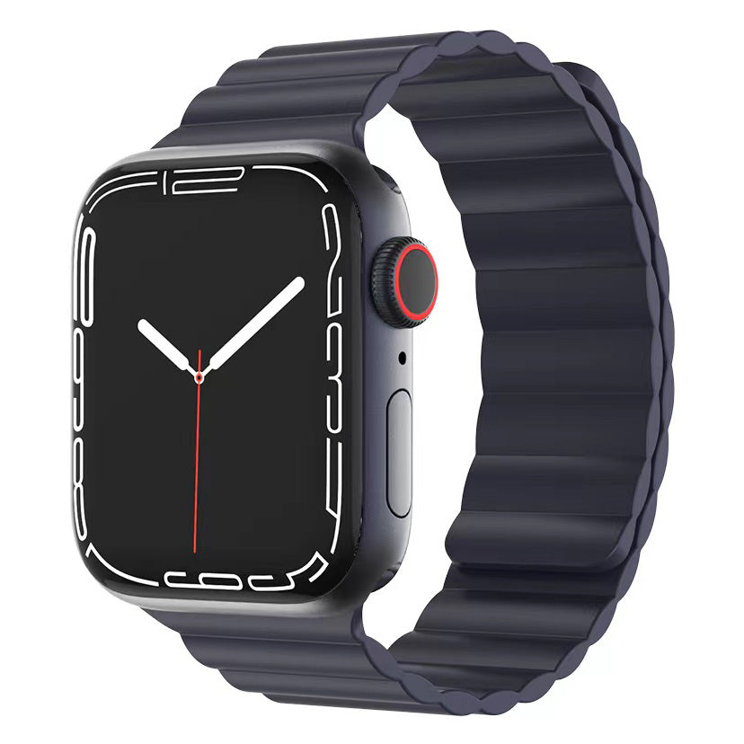 MUTURAL Modi Series Adjustable Silicone Wrist Straps Sweatproof Magnetic Watch Band for Apple Watch Ultra 49mm / Series 8 45mm / 7 45mm / 6 / 5 / 4 / SE 44mm / SE (2022) 44mm / 3 / 2 / 1 42mm - Midnight Blue