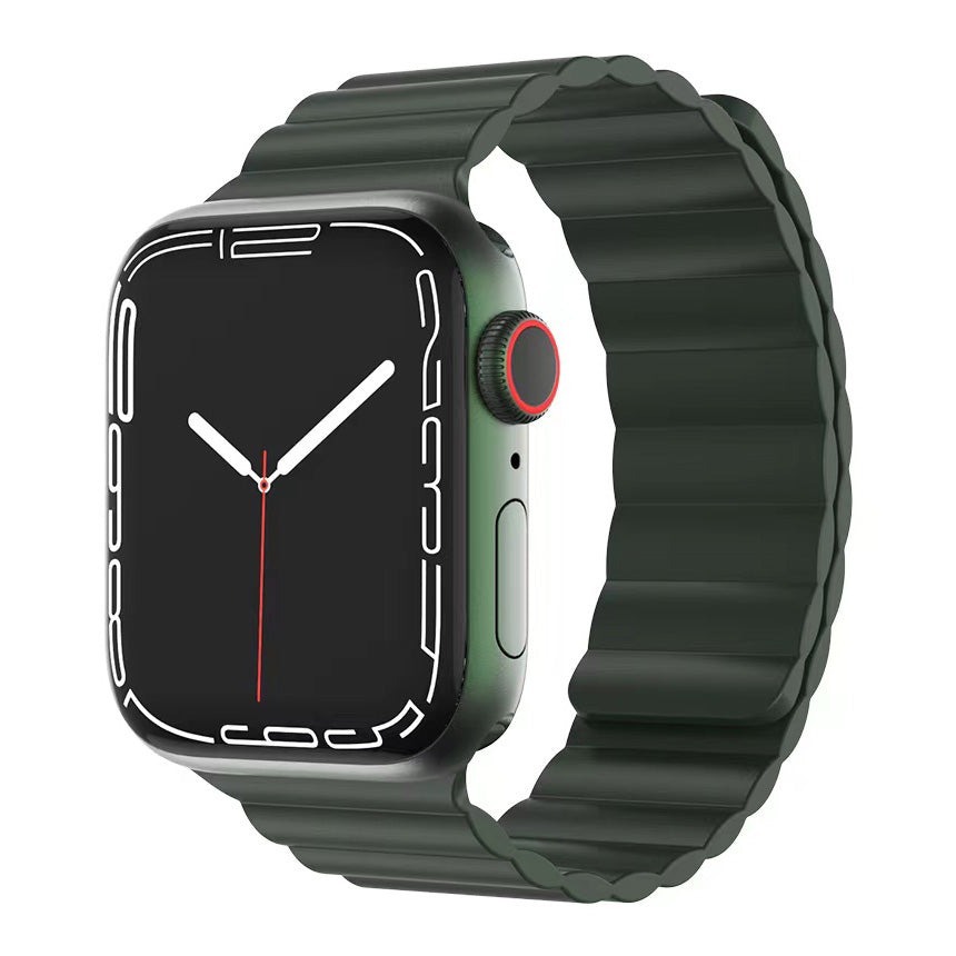 MUTURAL Modi Series Adjustable Silicone Wrist Straps Sweatproof Magnetic Watch Band for Apple Watch Ultra 49mm / Series 8 45mm / 7 45mm / 6 / 5 / 4 / SE 44mm / SE (2022) 44mm / 3 / 2 / 1 42mm - Green