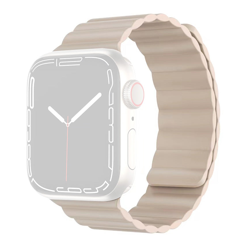 MUTURAL Modi Series Adjustable Silicone Wrist Straps Sweatproof Magnetic Watch Band for Apple Watch Ultra 49mm / Series 8 45mm / 7 45mm / 6 / 5 / 4 / SE 44mm / SE (2022) 44mm / 3 / 2 / 1 42mm - Starlight