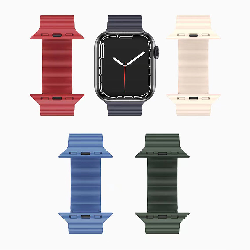 MUTURAL Modi Series Adjustable Silicone Wrist Straps Sweatproof Magnetic Watch Band for Apple Watch Ultra 49mm / Series 8 45mm / 7 45mm / 6 / 5 / 4 / SE 44mm / SE (2022) 44mm / 3 / 2 / 1 42mm - Starlight