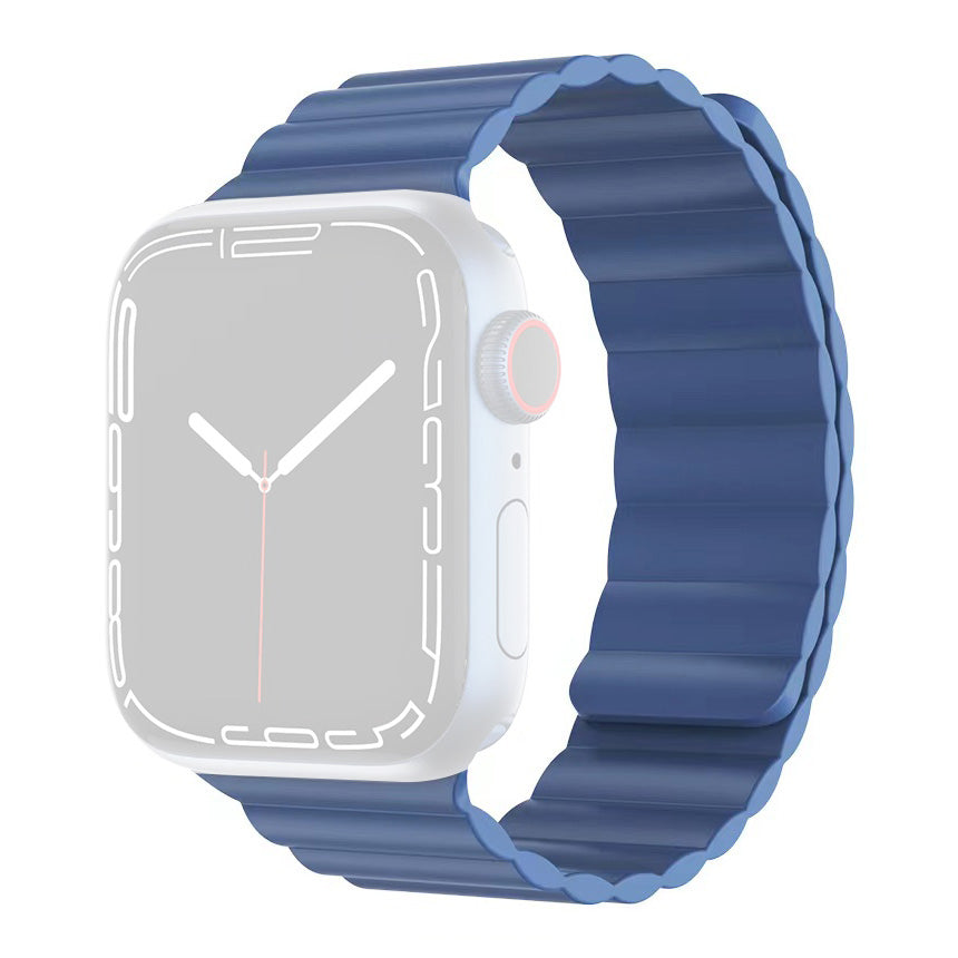 MUTURAL Modi Series Adjustable Silicone Wrist Straps Sweatproof Magnetic Watch Band for Apple Watch Ultra 49mm / Series 8 45mm / 7 45mm / 6 / 5 / 4 / SE 44mm / SE (2022) 44mm / 3 / 2 / 1 42mm - Blue