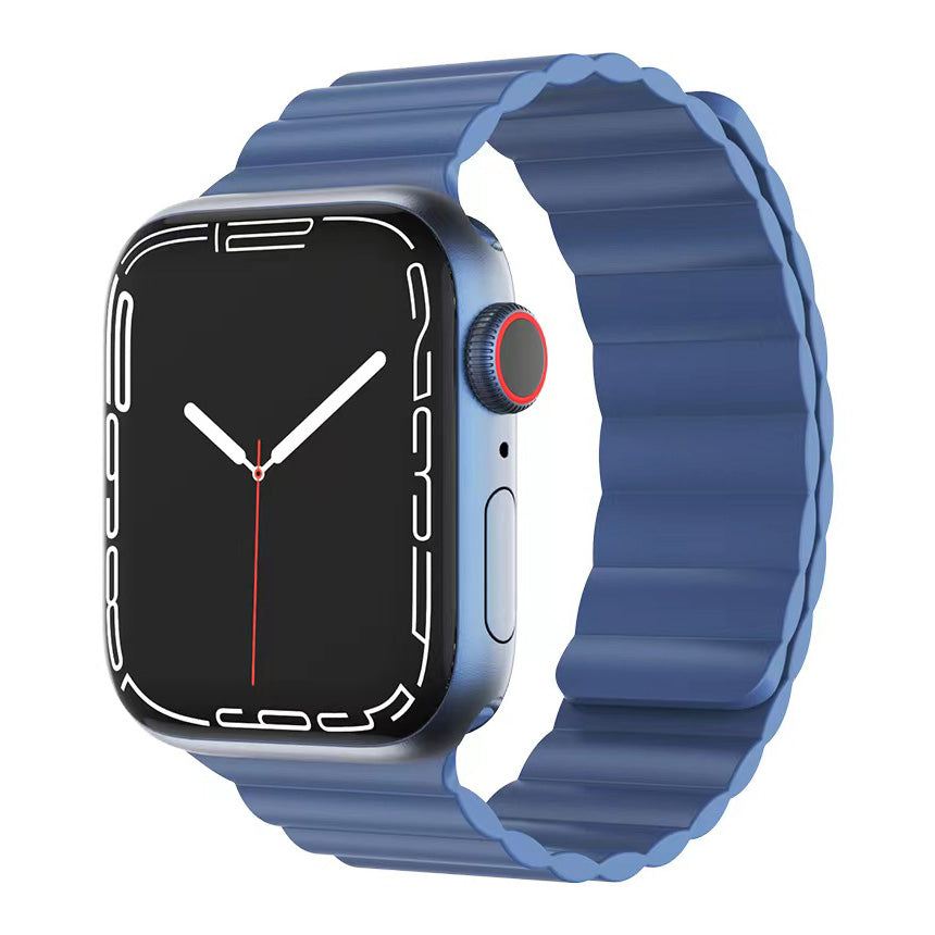 MUTURAL Modi Series Adjustable Silicone Wrist Straps Sweatproof Magnetic Watch Band for Apple Watch Ultra 49mm / Series 8 45mm / 7 45mm / 6 / 5 / 4 / SE 44mm / SE (2022) 44mm / 3 / 2 / 1 42mm - Blue