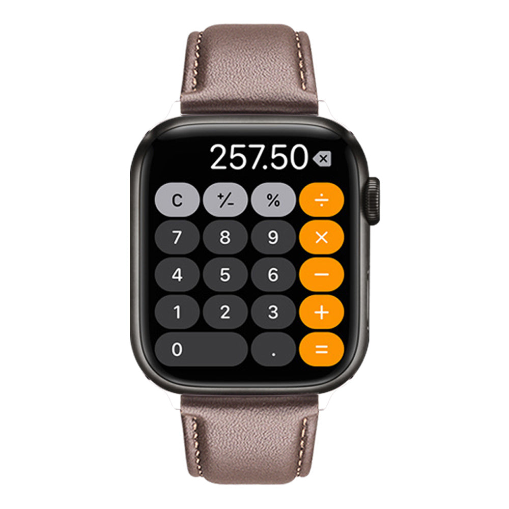 QIALINO Nappa Texture Genuine Leather Smart Watch Band Wrist Strap for Apple Watch Ultra 49mm / Series 8 45mm / 7 45mm / Series 4 / 5 / 6 / SE 44mm / SE (2022) 44mm / Series 1 / 2 / 3 42mm - Dark Brown