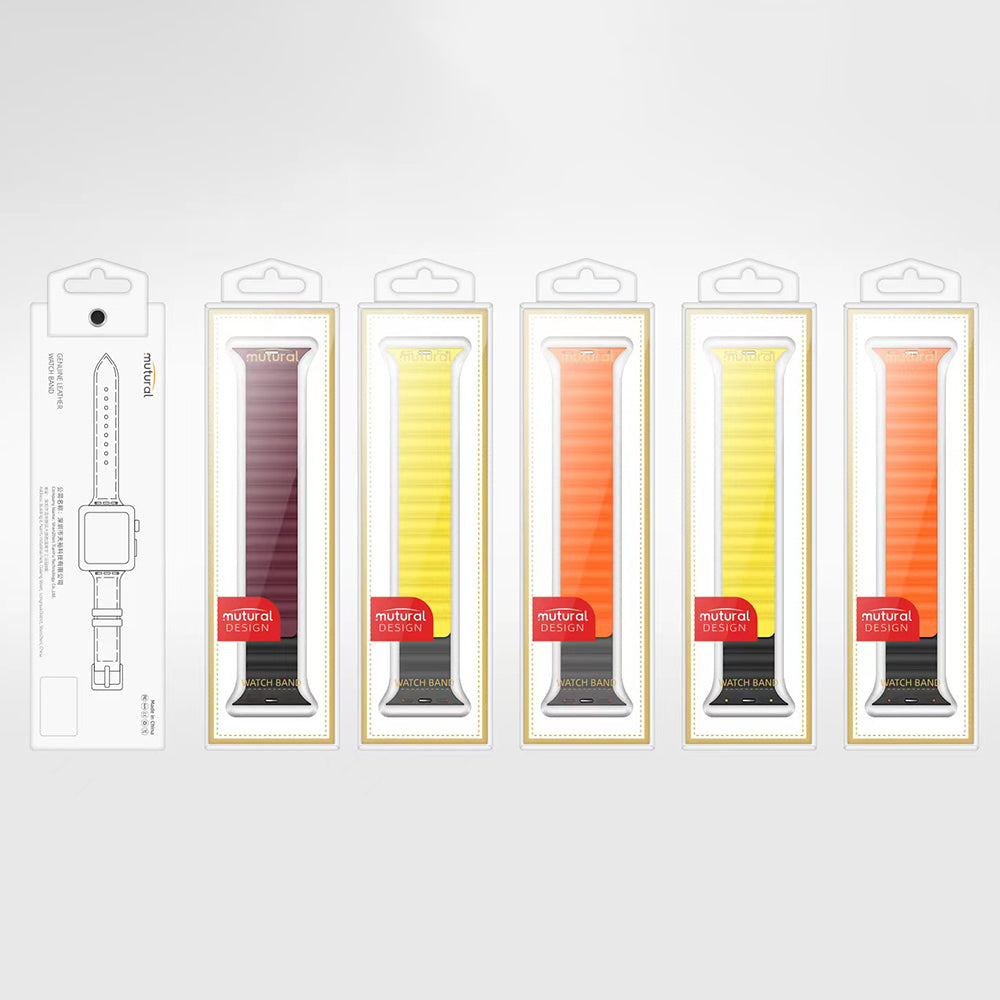 MUTURAL Molan Series Magnetic Sweatproof Watch Band Adjustable Silicone Wrist Strap for Apple Watch Ultra 49mm / Series 8 45mm / 7 45mm / 6 / 5 / 4 / SE 44mm / SE (2022) 44mm / 3 / 2 / 1 42mm - Grey / Yellow