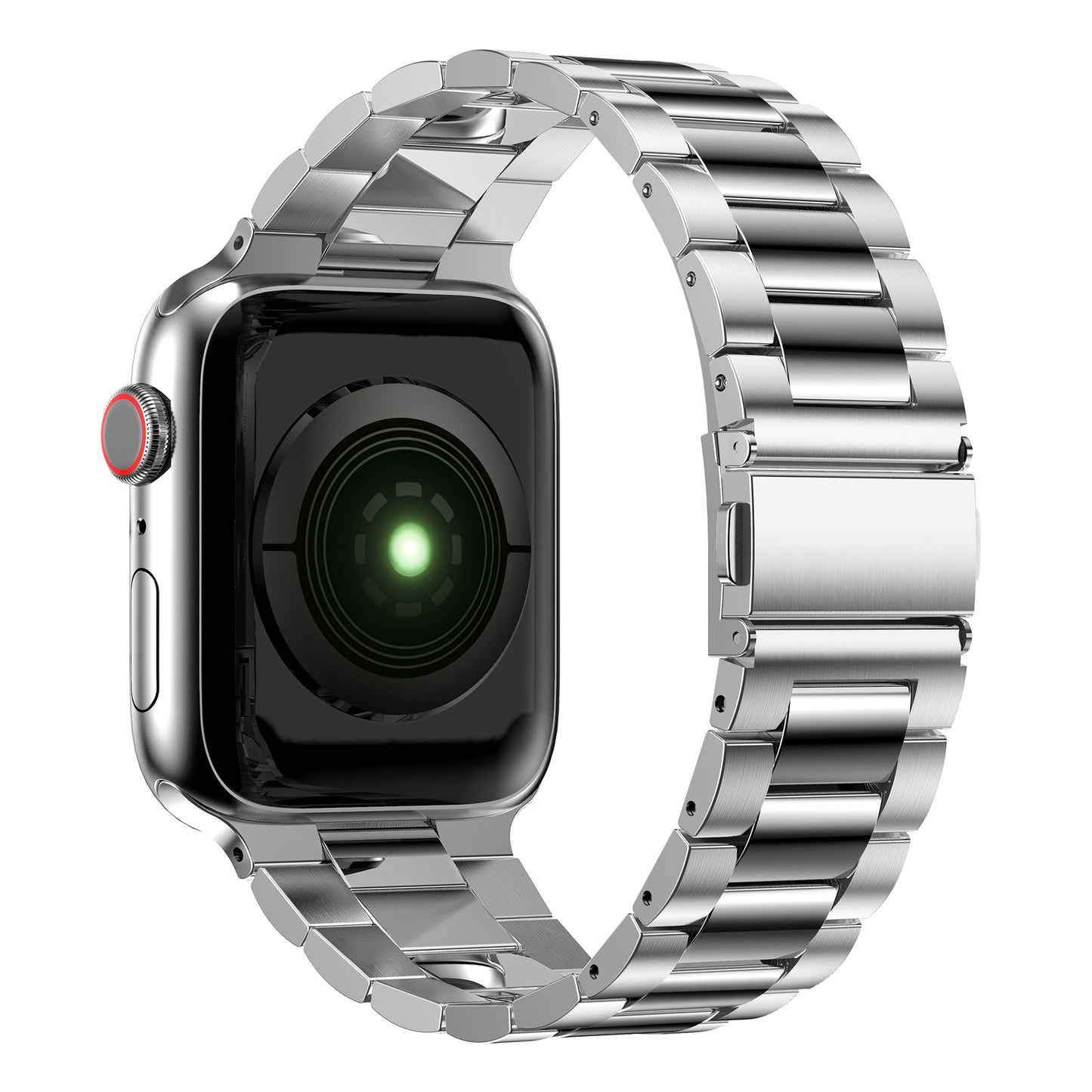 3 Beads Metal Watch Band Stainless Steel Wrist Strap for Apple Watch Ultra 49mm / Series 8 45mm / 7 45mm / Watch Series 6 / SE 44mm / SE (2022) 44mm / 5 / 4 44mm / Watch Series 3 / 2 / 1 42mm - Silver