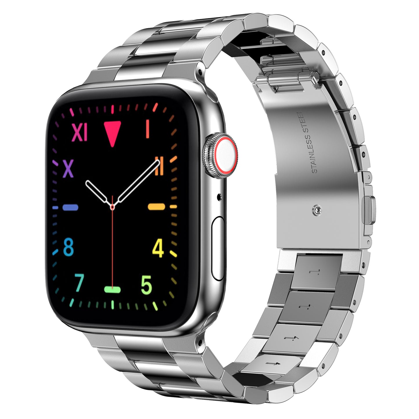 3 Beads Metal Watch Band Stainless Steel Wrist Strap for Apple Watch Ultra 49mm / Series 8 45mm / 7 45mm / Watch Series 6 / SE 44mm / SE (2022) 44mm / 5 / 4 44mm / Watch Series 3 / 2 / 1 42mm - Silver