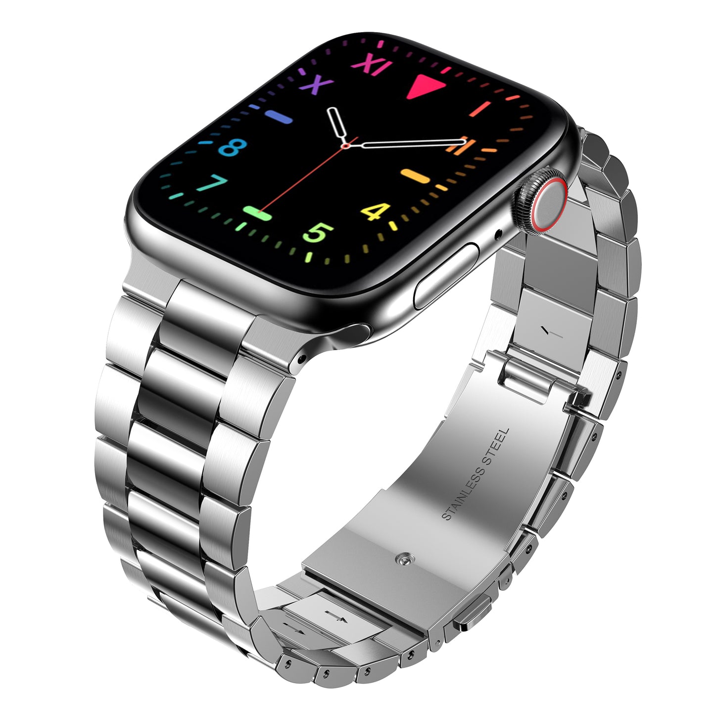 3 Beads Metal Watch Band Stainless Steel Wrist Strap for Apple Watch Ultra 49mm / Series 8 45mm / 7 45mm / Watch Series 6 / SE 44mm / SE (2022) 44mm / 5 / 4 44mm / Watch Series 3 / 2 / 1 42mm - Silver