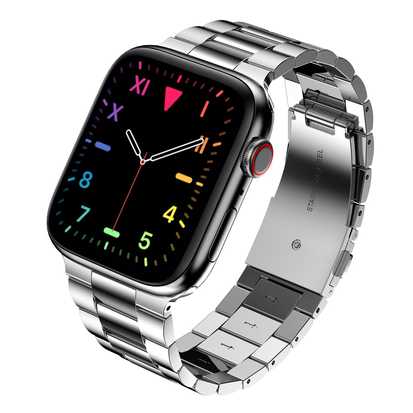 3 Beads Metal Watch Band Stainless Steel Wrist Strap for Apple Watch Ultra 49mm / Series 8 45mm / 7 45mm / Watch Series 6 / SE 44mm / SE (2022) 44mm / 5 / 4 44mm / Watch Series 3 / 2 / 1 42mm - Silver