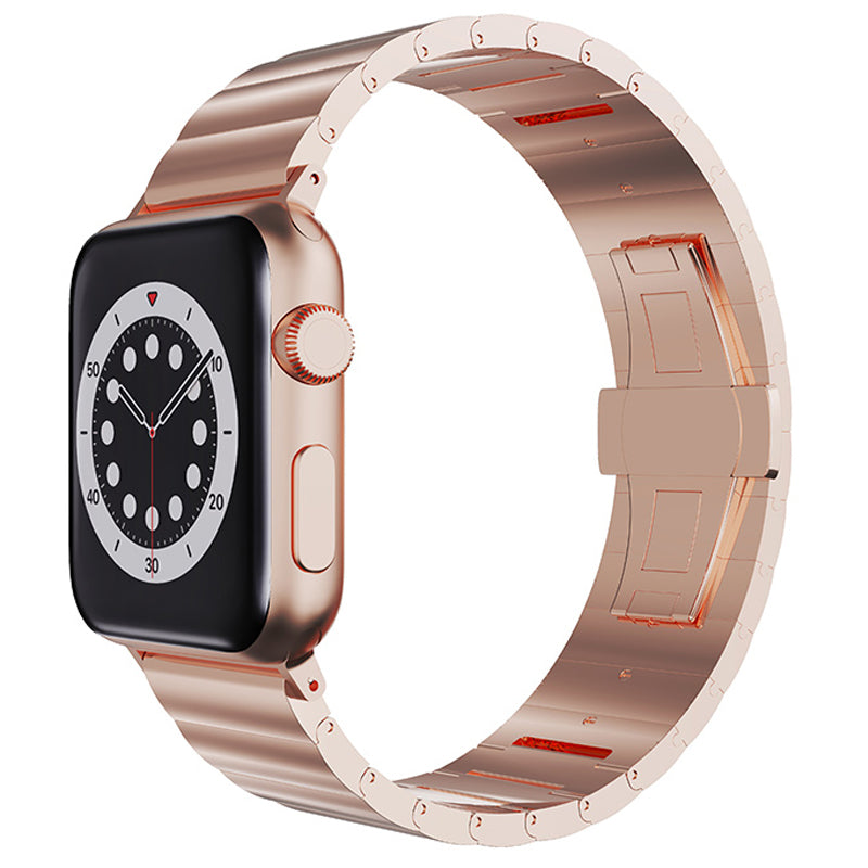 Metal Watch Strap Smart Watch Band Replacement for Apple Watch Series 8 41mm / Series 7 41mm / Watch Series 6 / 5 / 4 / SE / SE(2022) 40mm / Watch Series 1 / 2 / 3 38mm - Rose Gold