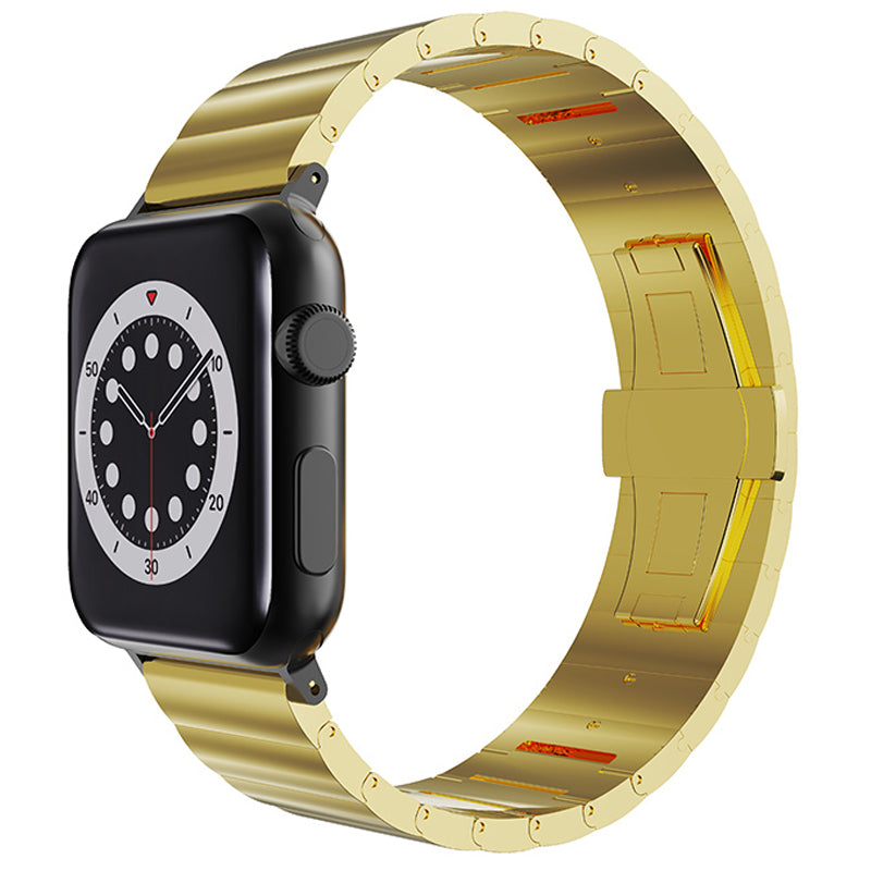 Metal Watch Strap Smart Watch Band Replacement for Apple Watch Series 8 41mm / Series 7 41mm / Watch Series 6 / 5 / 4 / SE / SE(2022) 40mm / Watch Series 1 / 2 / 3 38mm - Gold