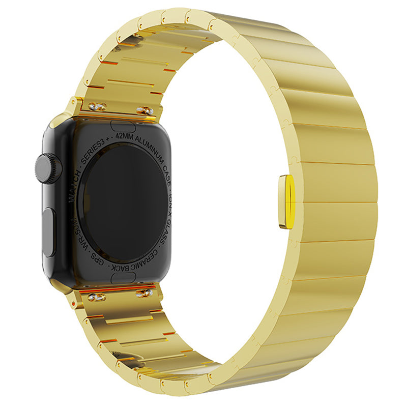 Smart Watch Band Metal Watch Strap Replacement for Apple Watch Ultra 49mm / Series 8 45mm / 7 45mm / Watch Series 6 / 5 / 4 / SE 44mm / SE (2022) 44mm / Watch Series 1 / 2 / 3 42mm - Gold